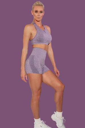 SEAMLESS HIGH WAIST SHORTS & BRA SET – VINTAGE GRAPE