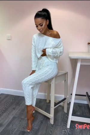 Cable Knit Loungewear Set - Cream