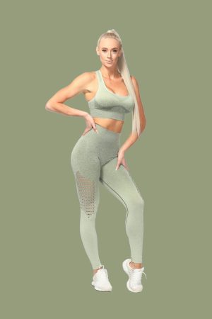 SEAMLESS SCRUNCH BUM TIGHTS & BRA SET – SAGUARO