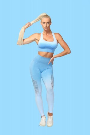 SEAMLESS SCRUNCH BUM TIGHTS & BRA SET – ADRIATIC SEA