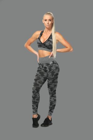 SEAMLESS HIGH WAIST TIGHTS & BRA SET – CAMO BLACK
