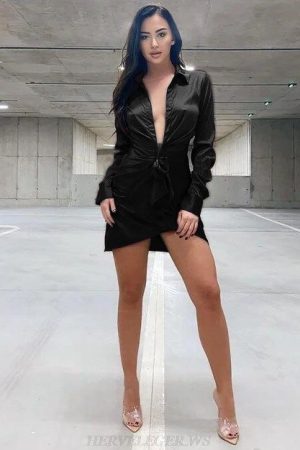 SILK LONG SLEEVE DRESS - BLACK