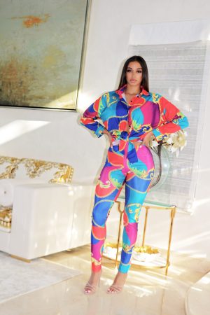 LUXURY CHAIN COLLOR SHIRT & TIGHTS SET