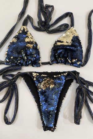 SEQUINS ROYAL BLUE & GOLD BIKINI