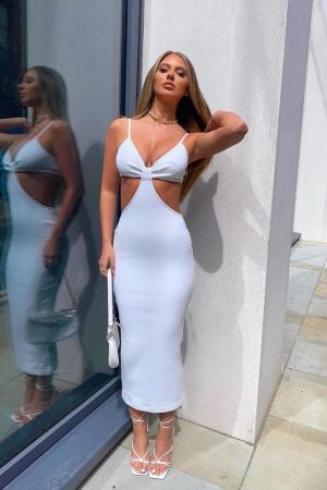 Cut Out Maxi  Dress - White