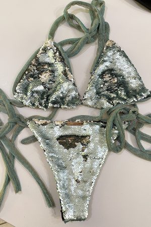 SEQUINS MINT & SILVER BIKINI
