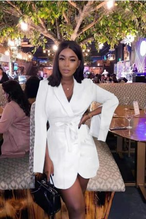Open Sleeve Belted Jacket - White