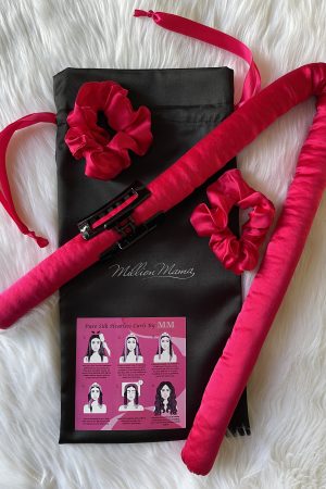 100% MULBERRY SILK HEATLESS CURLS CURLING RIBBON KIT - HOT PINK