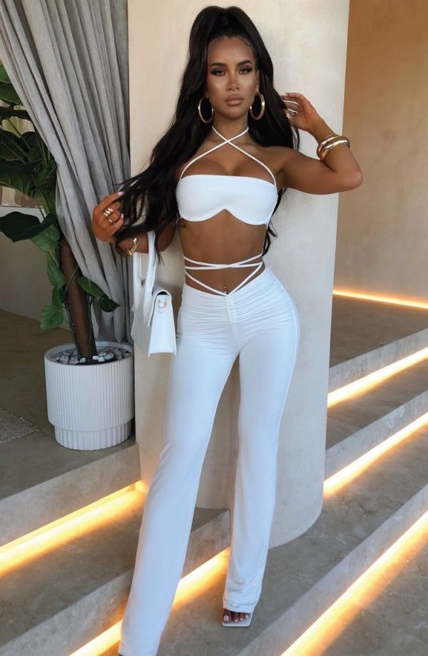 2 Piece Rough Trouser & Halter Wired Top - White - Image 6