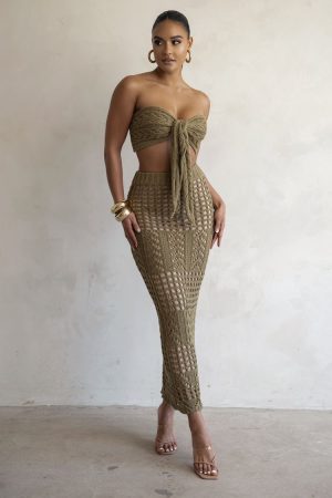 Crochet Top & Skirt Set - Green