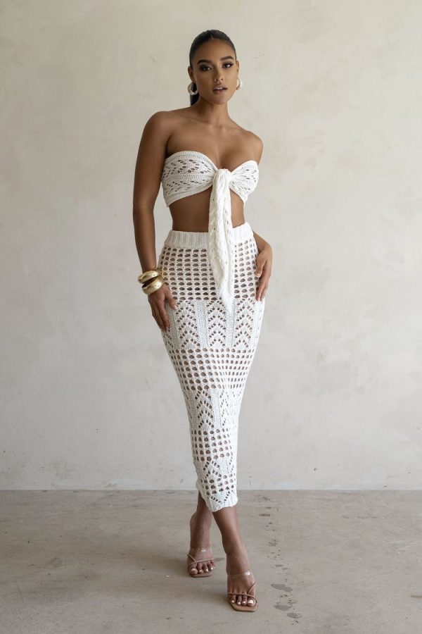 Crochet Top & Skirt Set - White - Image 5