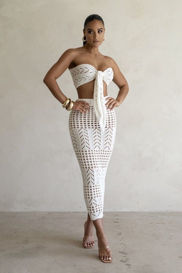 Crochet Top & Skirt Set - White - Image 6