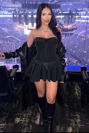 Denim Belt Dress - Black