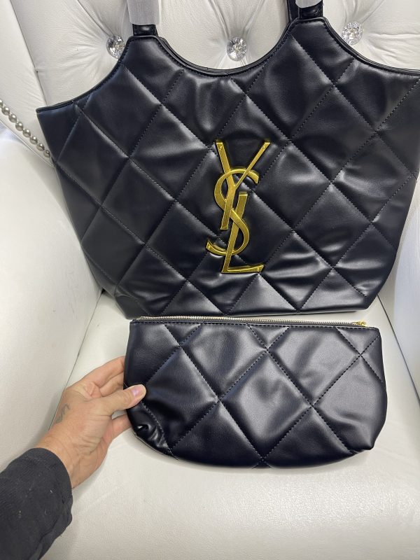 YSL Quilted Large Tote - Black - Image 2
