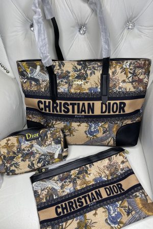 CD 3 PIECE TOTE BAG - CREAM