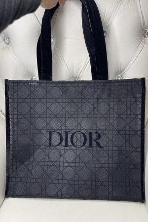 DIOR - MESH AND VELVET TOTE - BLACK